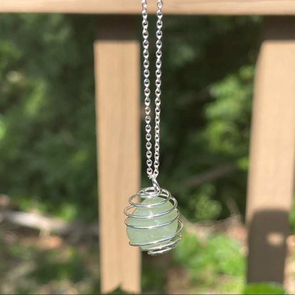 Silver adventurine crystal necklace